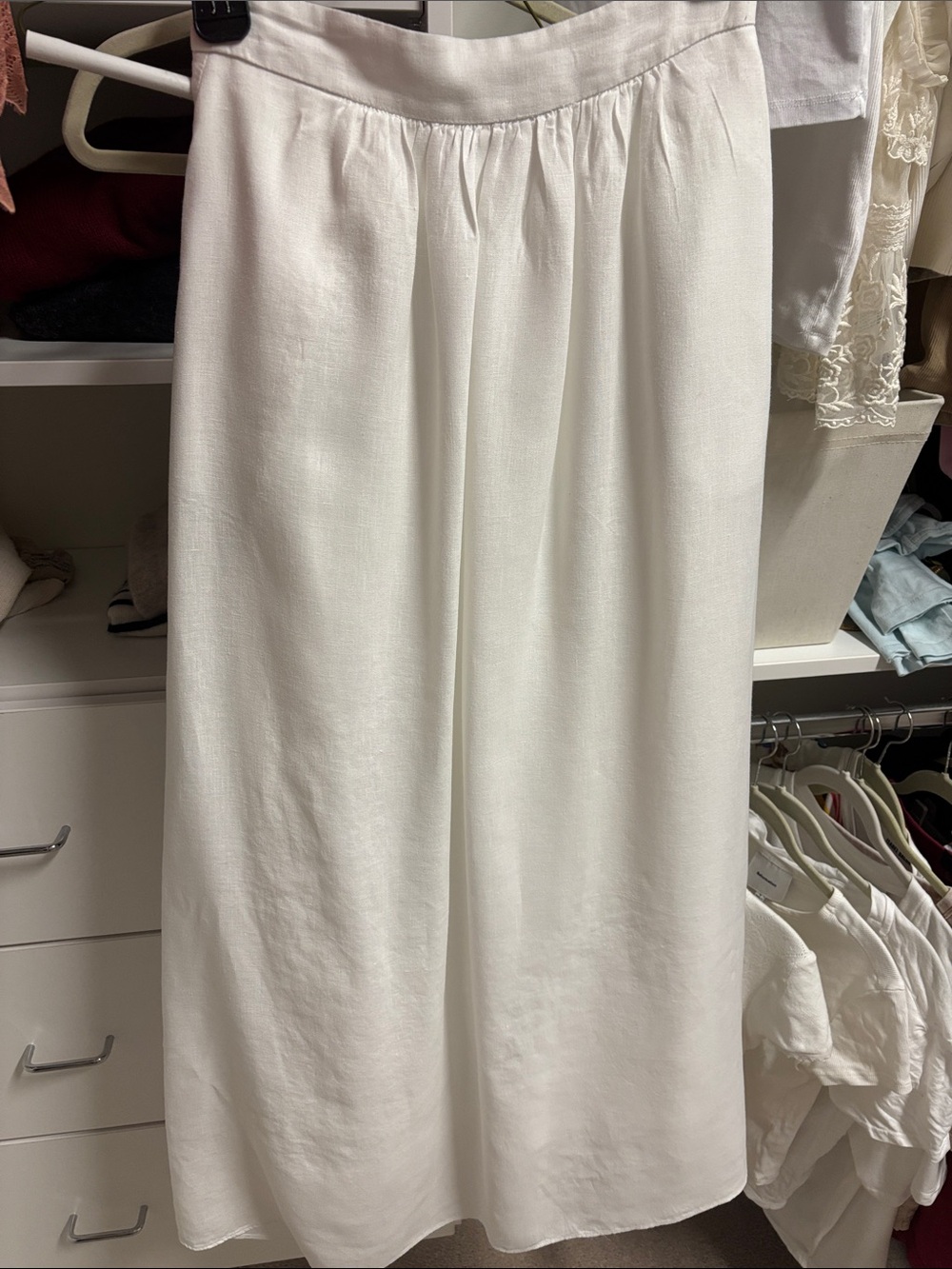 Dissh gemima white linen midi skirt size us 4